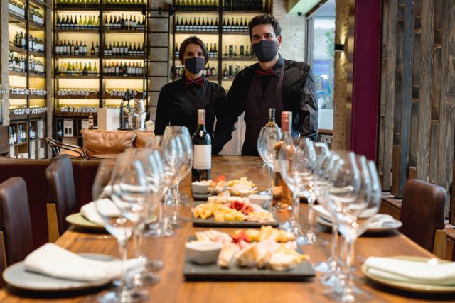 Dining table set for tasting